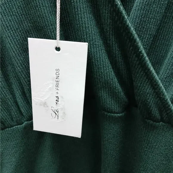 Lovers + Friends NWT Knit Jenner Mini Dress Minimalist Forest Green SZ Medium - Picture 3 of 6